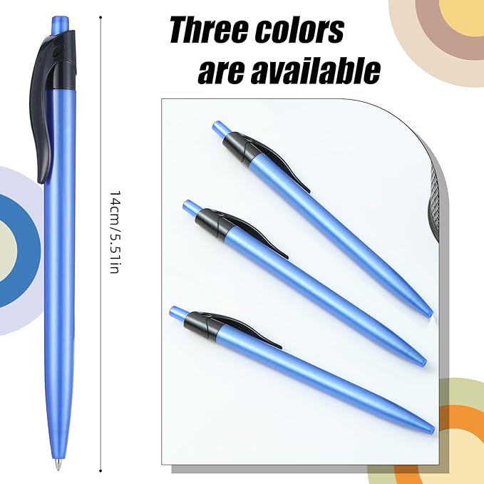 Retractable Blue Ballpoint Pen for Smooth Writing 1.0mm Medium Pack of 100 Blue Ink Pen, Click Blue Pens Bulk with Comfort grip, Idea for Journaling, Planner, Note Taking Office School Supplies
