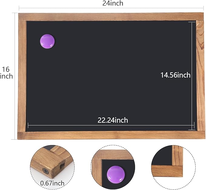 KOOLDE 16" x 24" Magnetic Chalkboard - Large Hanging Framed Wall Wood Frame Board Sign Blackboard for Home, Office, School, Restaurant