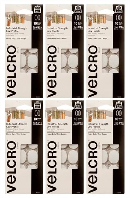Velcro Brand Velcro Tape Strong Thin Oval Adhesive Attachment White 1.9cm x 2.5cm Set of 10 Pairs 91010sp