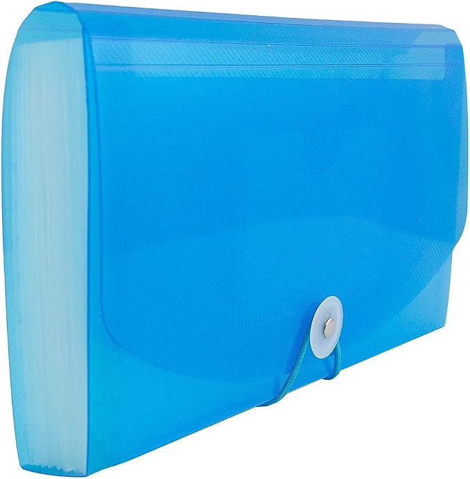 JAM PAPER Accordion Folders - 13 Pocket Plastic Expanding File - Check Size - 5 x 10 1/2 - Blue - Sold Individually