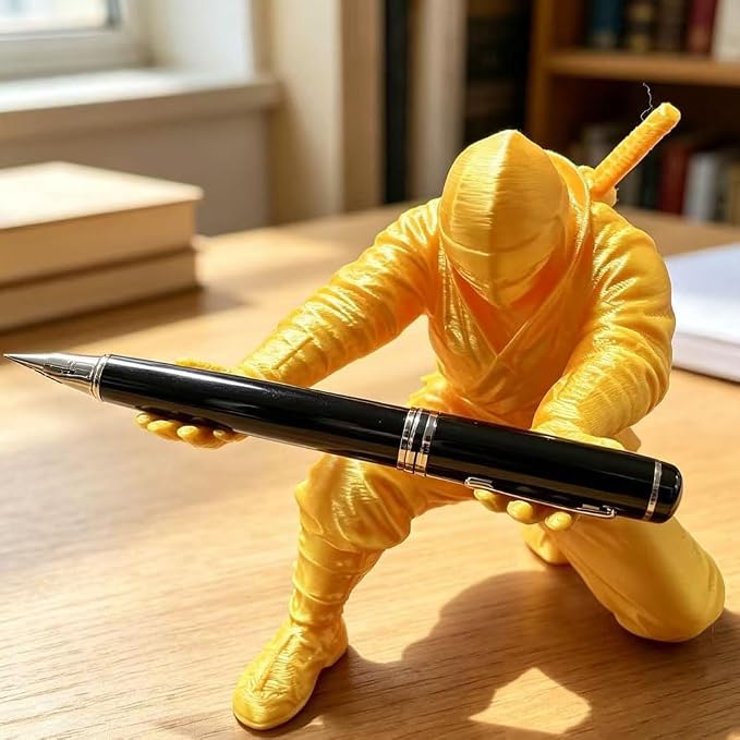 Ninja Pen Holder for Desk, Black Ninja Decor Pen Stand Pencil Holder Desk Accessories for Office Home Classroom (Black Ninja) (Gold Ninja)