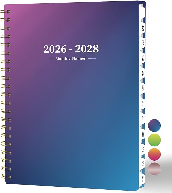 2026-2028 Monthly Planner - 2 Year Monthly Planner Calendar 2026-2028, Jul 2026 - Jun 2028, 8.5" x 11", 24 Months, Spiral-Bound, Tabs, Holidays, Notes, Ideal for School Office Home Planning