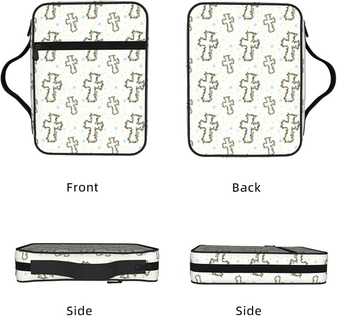 Christian Religion Cross Floral Flower Bible Cover Case Carrying Book Protector Case Bible Study Supplies Accessories Holder Case Christian Gift for Women Men