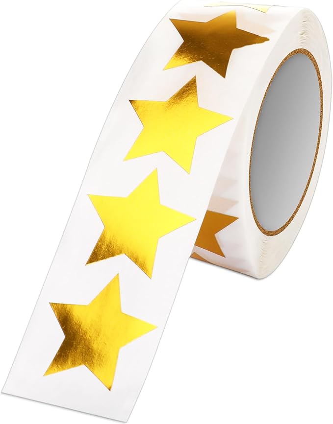 SANNIX Gold Star Stickers,1.5 Inch Gold Star Stickers for Kids Reward Metallic Foil Labels 500Pcs Stars Sticker for DIY Crafts Classroom Teachers