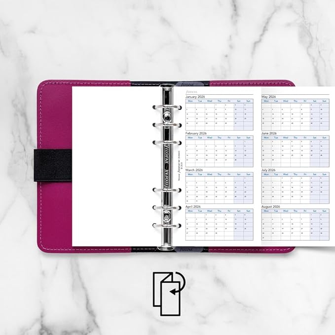 Filofax Calendar Diary Refill, Personal/Compact Size, Four-Year Vertical Planner, White Paper, English, 2026 (C68403-26)