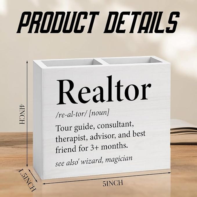 Realtor Gifts Real Estate Agent Gifts Supplies Realtor Wooden Pencil Holder desk decor for Office Home Christmas Birthday Holder2826