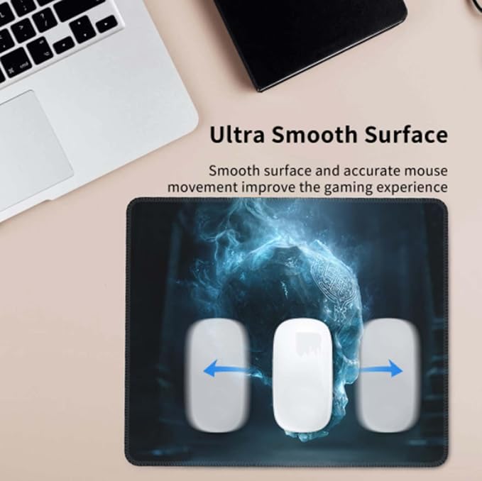 Voltique Mouse Pad Small Desk Mat, Personalized Skull Computer Mousepad with Stitched Edges Non-Slip, Keyboard Mouse Pad for Desktop Office Desk Accessories