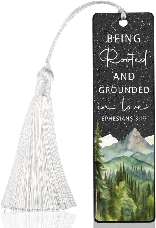 Christian Love - Rooted Bookmark, Inspirational Gift for Believers, Uplifting Gift for Spiritual Readers, Spiritual Bookish Present, Unique Mountain & Scripture Design Bookmark, WCB84