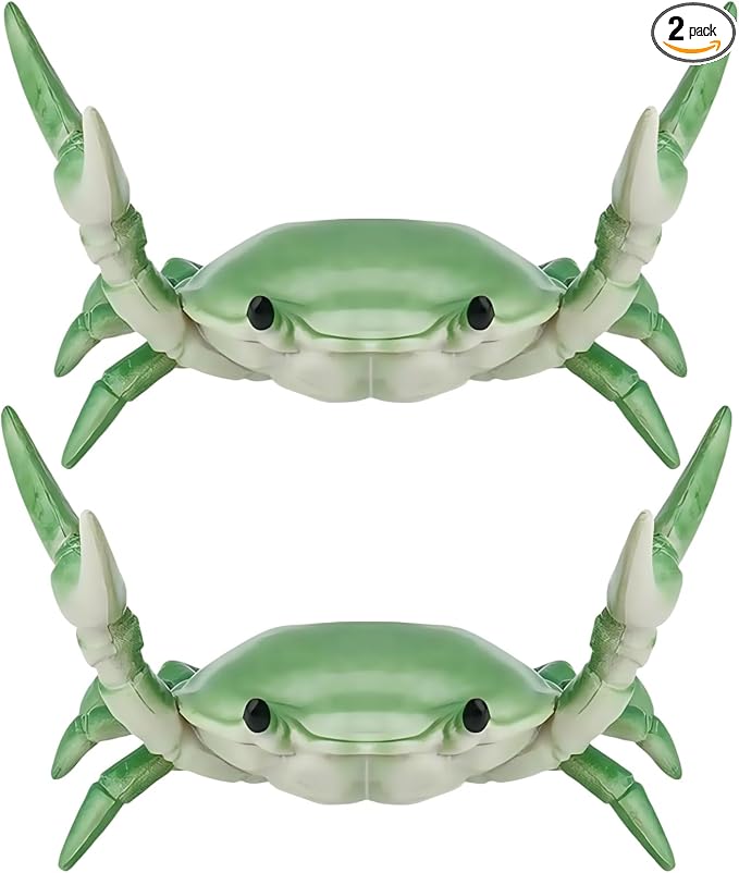 2Pcs Green Creative Crab Pen Holder Weightlifting Crabs Pen Stand Storage Rack, Pencil Holders Desk Supplies Holders and Dispensers, Desk Accessories and Workspace Organizer