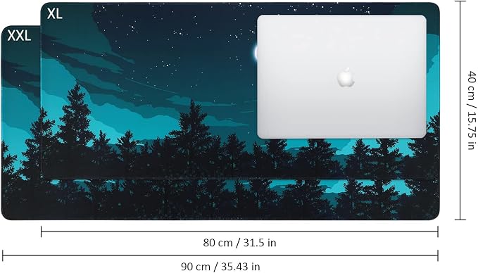iCasso Extended Gaming Mouse Pad (35.4x15.7 in), Large 3mm Non-Slip Rubber Base Mousepad with Stitched Edges, Waterproof Keyboard Mouse Mat Desk Pad for Work, Game, Office, Home - Silent Night