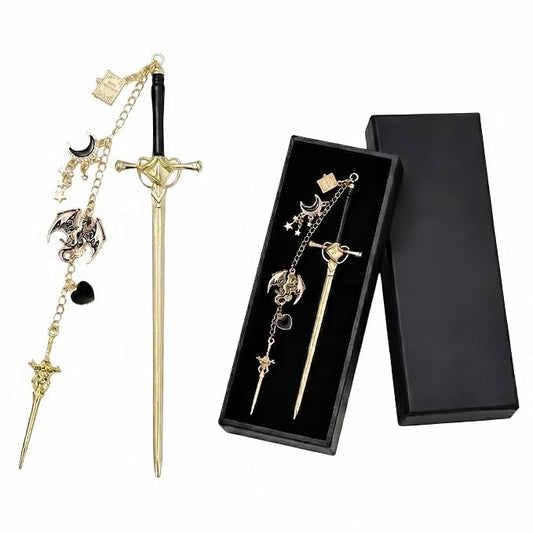 Acotar Dragon Sword Bookmark - Fantasy Vintage Metal Book Marks Charm Moon Stars Page Marker Gifts for Reading Lover Women Men Students Teachers Reader Bookish Birthday School Accessories