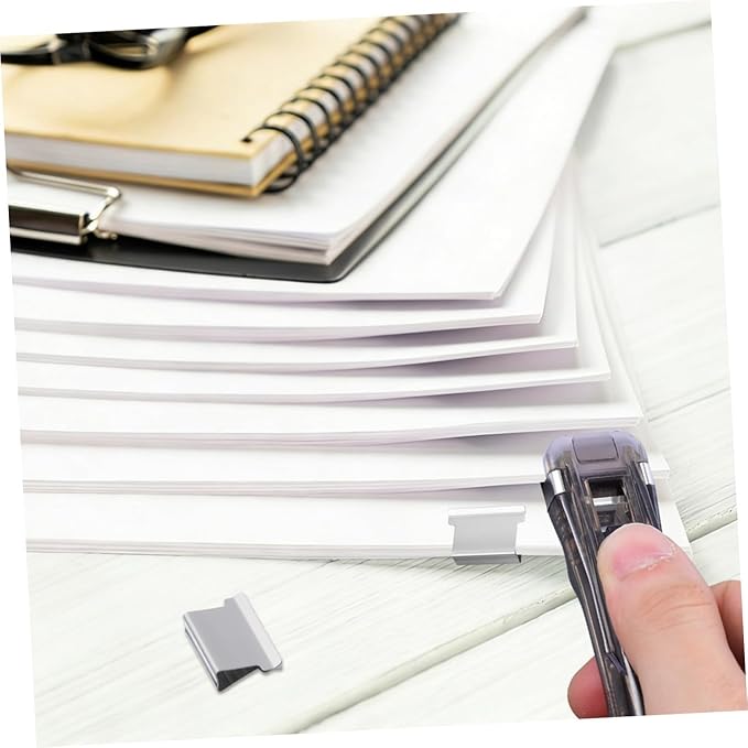 Kichvoe Handheld Stapler and Binder Clip Dispenser Set with 200pcs Refill Clips, Portable Mini Push Stapler for Office and School Document Organization