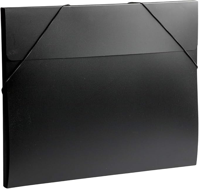 JAM PAPER Plastic Portfolio with Elastic Closure - Large - 11 x 15 x 1/2 - Black - Sold Individually