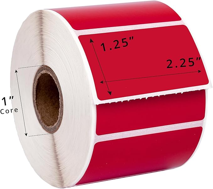 HOUSELABELS 2.25" x 1.25" Red, Blue, Yellow, Green, Orange, Lavender, Pink Address Labels on 1" Core Compatible with Zebra and Rollo Printers, 21 Rolls / 1,000 Labels per Roll