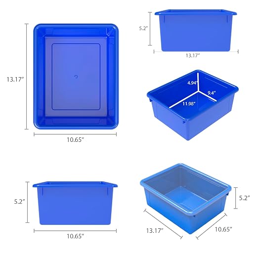 School Smart Sturdy Plastic Storage Tray, Multifunctional Design for Classroom, Home, and More, Letter Size, Blue