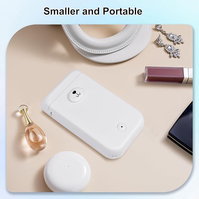 Bear Label Maker Machine with Tape, D30S Cute Portable Bluetooth Mini Label Printer, Smart Phone Handheld Thermal Sticker Small Labeler Inkless for Home Office