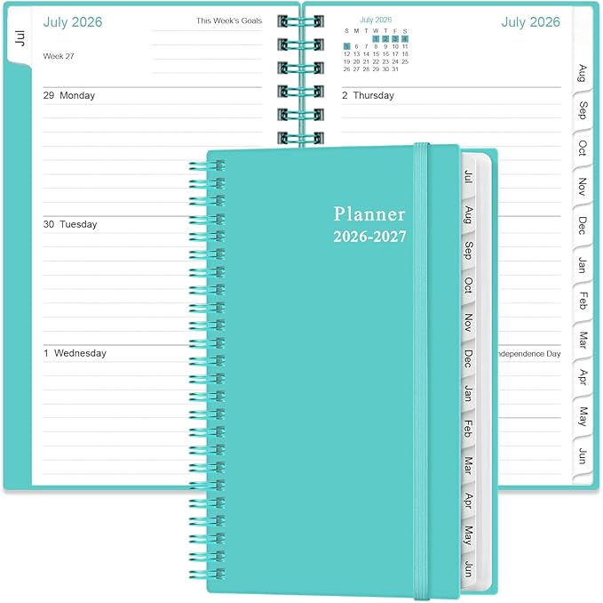 2026-2027 Planner - Planner 2026-2027 from July 2026 to June 2027, Weekly Monthly Planner with 12 Monthly Tabs, Inner Pocket, 3.75" x 6.75",Teal