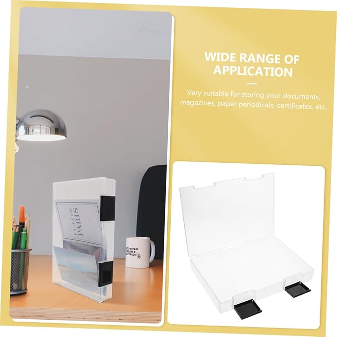 MAGICLULU A5 File Storage Box Plastic Desktop Organizer with Lid for Document and Paper Storage Office and Home Use