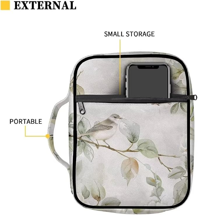 Coldinair Watercolor Painting Bible Cover for Women,Canvas Carrying Book Case Brown Cow Print Church Bag Bible Holder with Handle and Zippered Pocket
