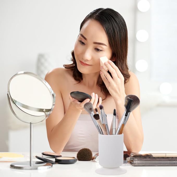 FOMIYES Makeup Brush Holder 2-Pack Multipurpose Pen Organizer with Suction Base for Vanity and Desk Storage