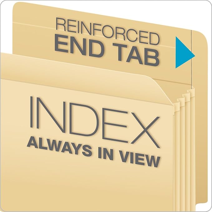 Pendaflex 12812 Manila Drop Front Shelf File Pockets, Straight Cut, Letter, Manila (Box of 25)