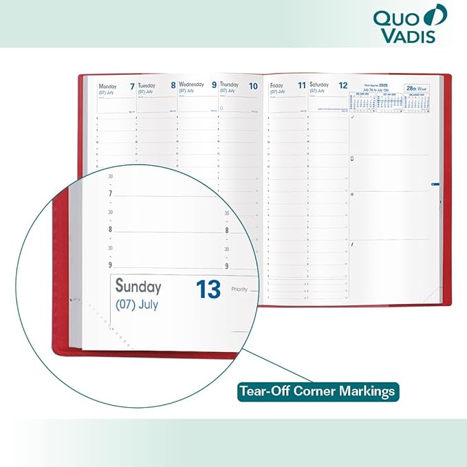 Quo Vadis 2026 President - Weekly Planner - 13 Months, Dec. to Dec. - 8 1/4 x 10 5/8" - Smooth Faux Suede Texas Charcoal Black Cover- Time Management Appointment Organizer
