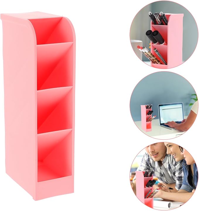 Wakauto Plastic Pen Holder Organizer 2 Pack 4-Layer Desktop Pencil Storage Box for Office and Home Desk Supplies 7.87 X3.74