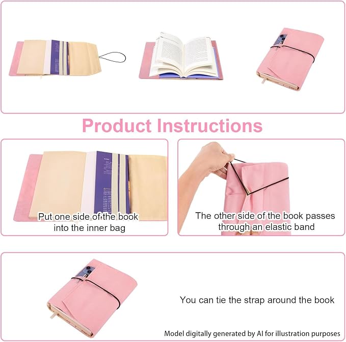 Book Covers for Paperbacks,Reusable Book Protector for Soft (Pink, 8.5 Inch x 2 Inch)