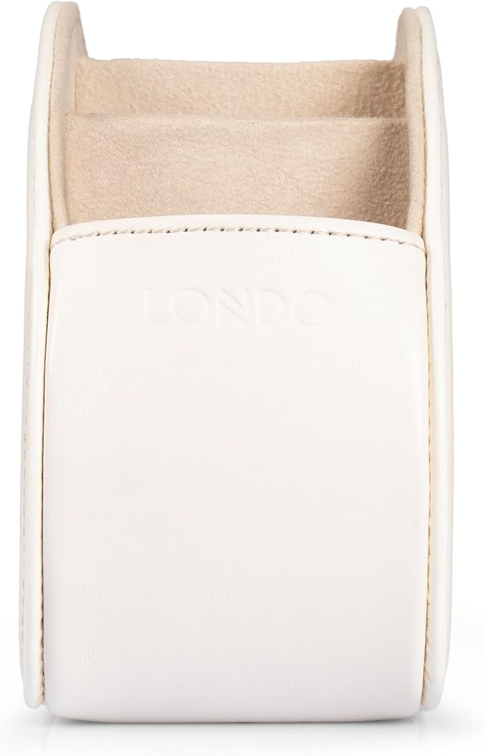 Londo Remote Control Holder with 5 Pockets - Store DVD, Blu-Ray, TV, Roku or Apple TV Remotes - PU Leather with Suede Lining - Slim, Compact Living or Bedroom Storage