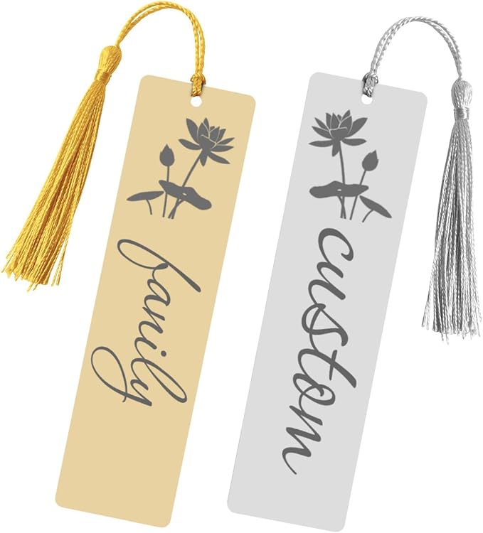 Personalized Photo Bookmark with Text, Custom Metal Page Marker with Tassel, Double Sided Aluminum Alloy Gift for Women Men Teachers Students and Book Lovers (Text B)