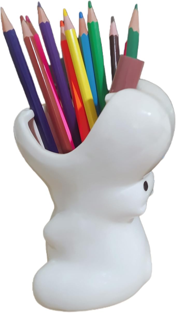 Adorable Cartoons Shaped Ceramic Pencil Holders - Multifunctional Desktop Organizers (Hippo)