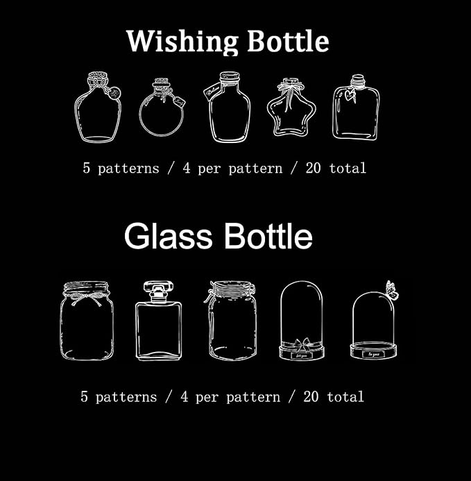 40PC Large Size Bookmark, Flower Page Clips Bookmarks, Children Gifts Handmade DIY Transparent Beautiful Flower Page, Glass Bottle Wishing Bottle Stickerr