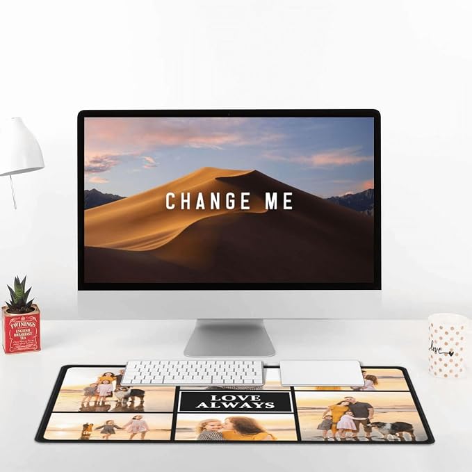 Custom Desk Mat, Customized Large Mouse Pad with 6 Photos, Desk Pad for Keyboard Mouse, 16 * 29.5in Gaming Pad, Love Always, Desk Accessories for Men, Computer Desk Mat, Birthday Gift for bf