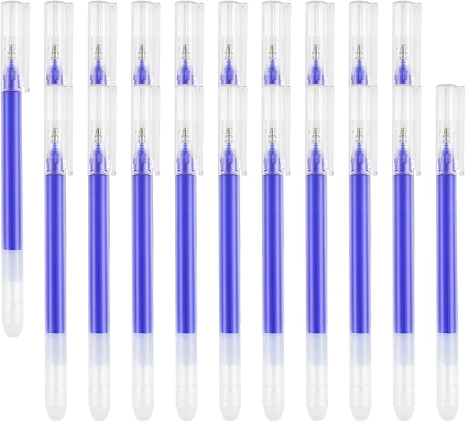 Volcanics Erasable Gel Pens Blue Ink 20 Pack Erasable Gel Ink Pens with Caps, Smooth Writing, Erasable Pens for Office, Drawing, Journaling