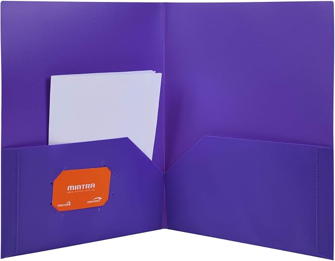 Mintra Office Poly Pocket Folders (Purple, 8pk)