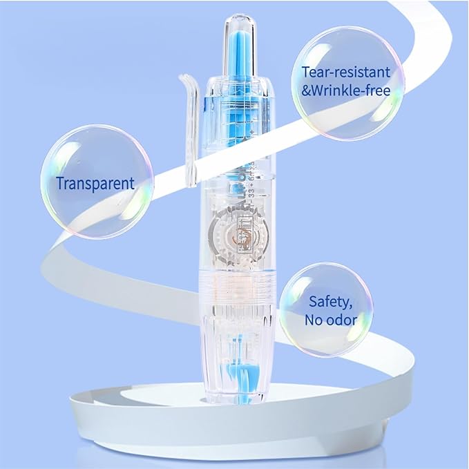 Refillable Correction Tape, 157 ft Total – 2 Pre-Filled Dispensers + 6 Snap-In Refills, School & Office, Blue+Green