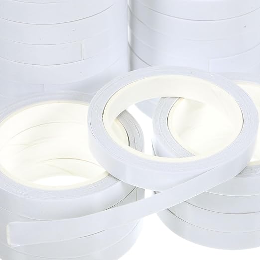 Lurrose 25 Rolls High Adhesion Double-Sided Tape 8mm X 4.5m White Strong Hot Melt Adhesive for Office, Crafting, and Scrapbooking Supplies