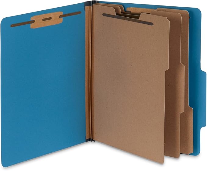 Blue Summit Supplies Dark Classification Folders, 3 Dividers, Letter Size with 2 Inch Tyvek Expansions, Use for Organizing Medical Records & Client Files, Great as Lease Folders, 10 Pack