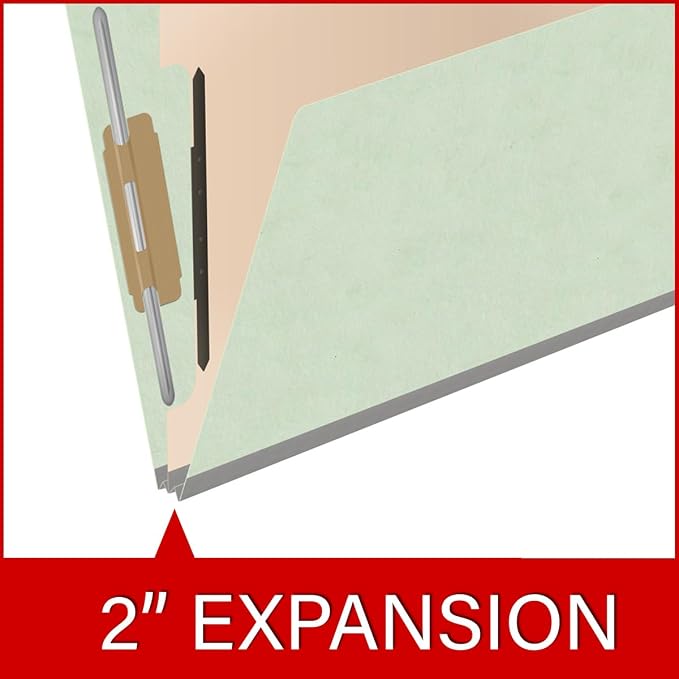 25 Pt. Pressboard Classification Folders, Full Cut End Tab, Letter Size, 1 Divider, Pale Green (Box of 10)