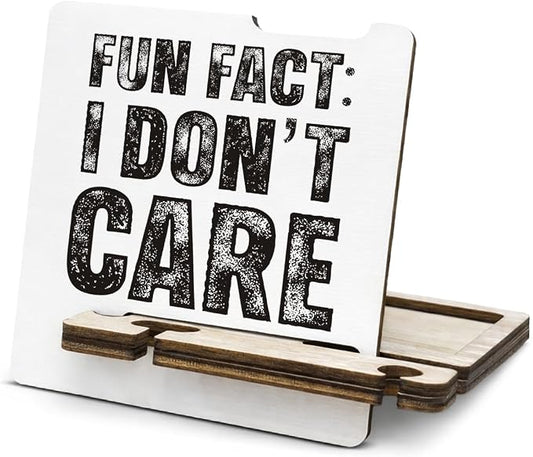Funny Office Gifts for Coworker - Multi-Functional Desk Organizer Caddy - Humorous Office I Don't Care Wood Sign for Desk Shelf Decor