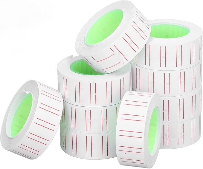 30 Rolls 15000 Pieces Price Label Stickers Single Row Tag Paper for MX5500 Labeler 21x12mm
