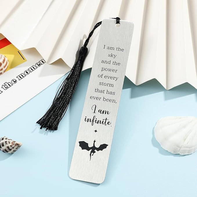 Dragon Metal Bookmarks Set, Fourth Wing Stainless Steel Bookmark with Charm, Book Mark for Reading Women and Men, Book Accessories for Book Lover (Style 1)