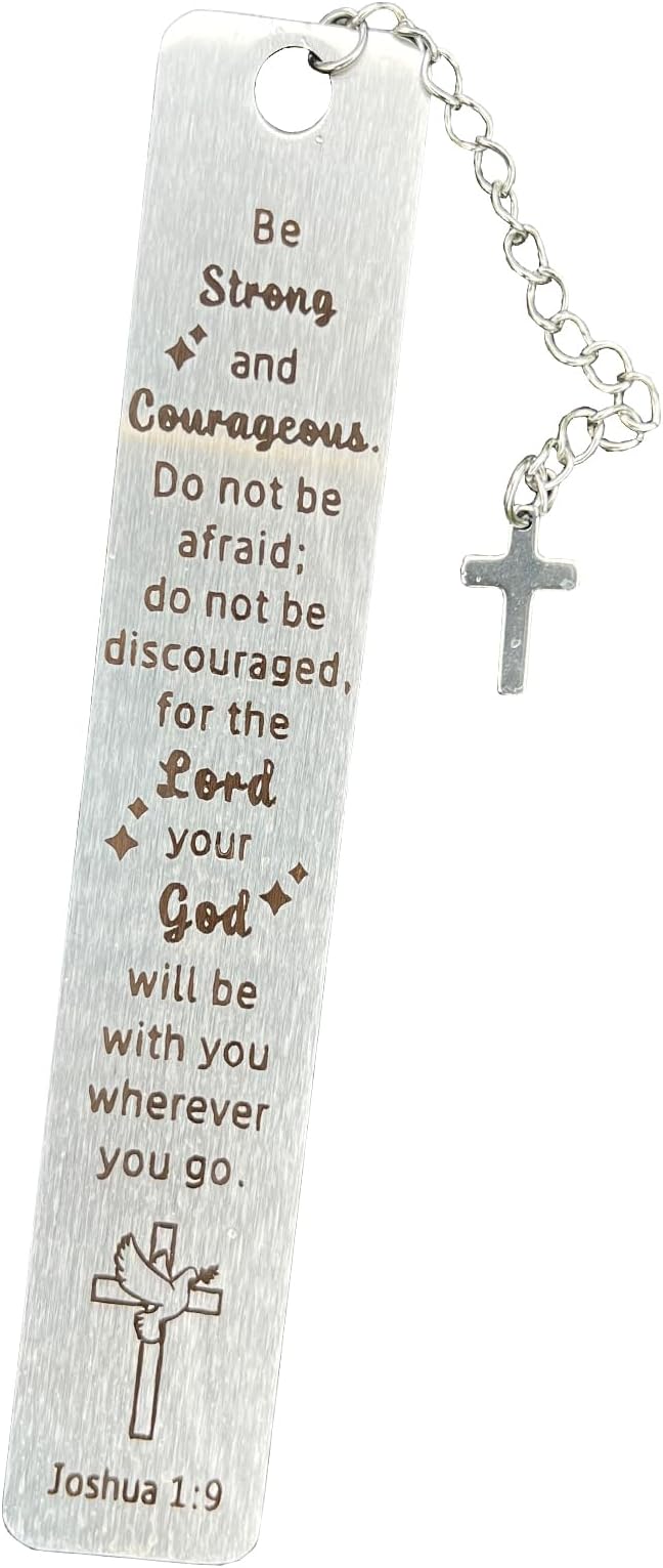 Bible Bookmarks Book Markers, Metal Christian Bookmark Gift Accessories (Joshua 1:9)