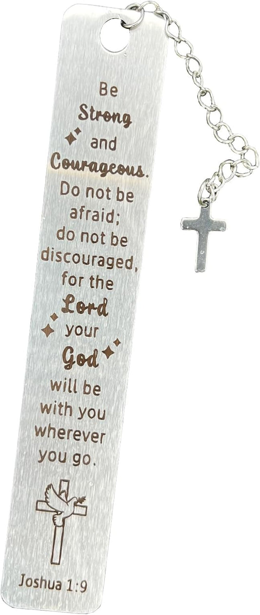 Christian Bookmark Gifts for Women Girls Boys, Inspirational Religious Book Mark Markers Faith (Be Strong and Courageous)
