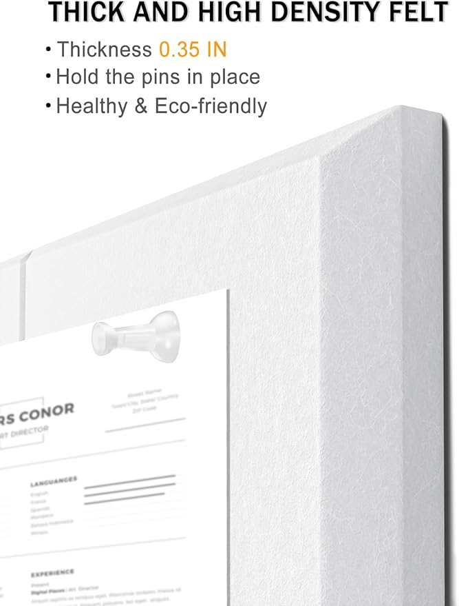 Hsurbtra Large Cork Board for Wall 36 x 24 Inch, 6 Pack Felt Bulletin Notice Board with Pushpins for Office Home School Farmhouse Wall Decor, White