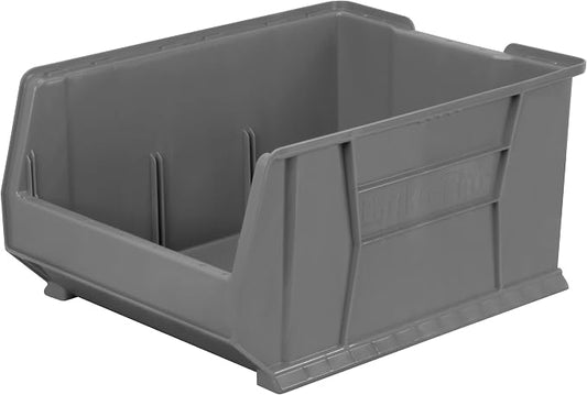 Akro-Mils 30289 Super-Size AkroBins Plastic Storage Bins, Space-Saving Stackable Bins for Garage, Classroom, Warehouse Organization, 24" L x 18" W x 12" H, Grey, 1-Pack