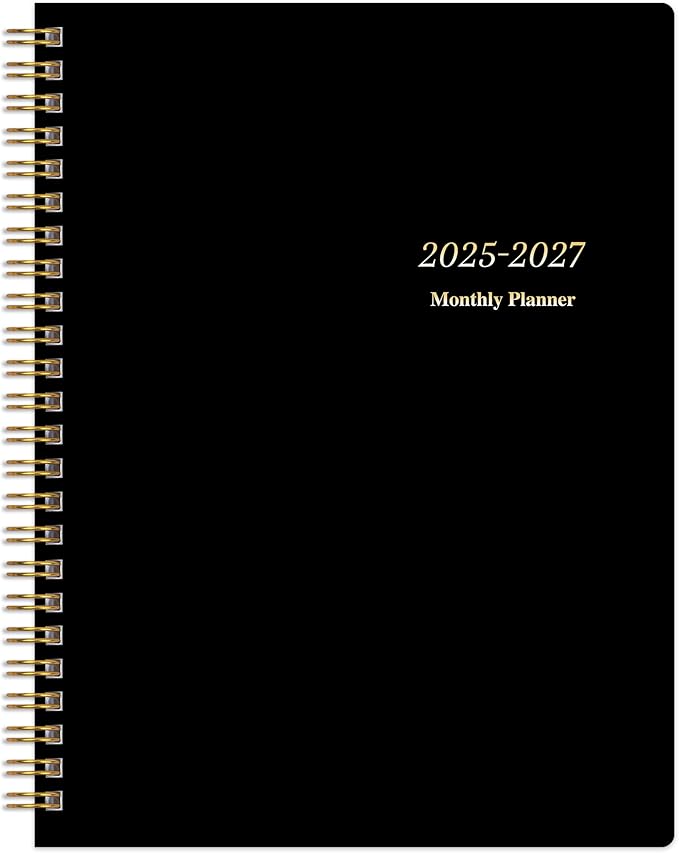 Monthly Planner 2025-2027, July 2025 - June 2027, 2 Year Calendar 2025-2027 Monthly Planner, 7.5" x 10", 24 month Calendar With Goals To Do List, Habit Tracker Suitable for Schools & Offices & Home, Black