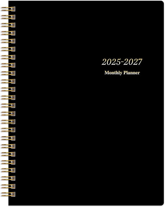 Monthly Planner 2025-2027, July 2025 - June 2027, 2 Year Calendar 2025-2027 Monthly Planner, 7.5" x 10", 24 month Calendar With Goals To Do List, Habit Tracker Suitable for Schools & Offices & Home, Black