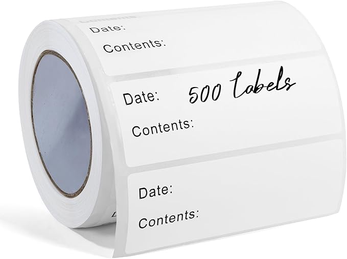 500 Pcs Freezer Labels, 1 x 3 Inch Refrigerator Food Label Stickers, No Residue, Easy Peel Off, Water & Oil Resistant, Labels for Food, Freezer Bags, Jars, and Containers