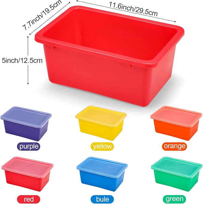 12 Pcs Bins for Classroom Plastic Storage Bins with Lids Storage Bins Storage Organizer Bins Plastic Shelf Containers 15 Sheets Self Adhesive Labels for Classroom School Home Office Supplies
